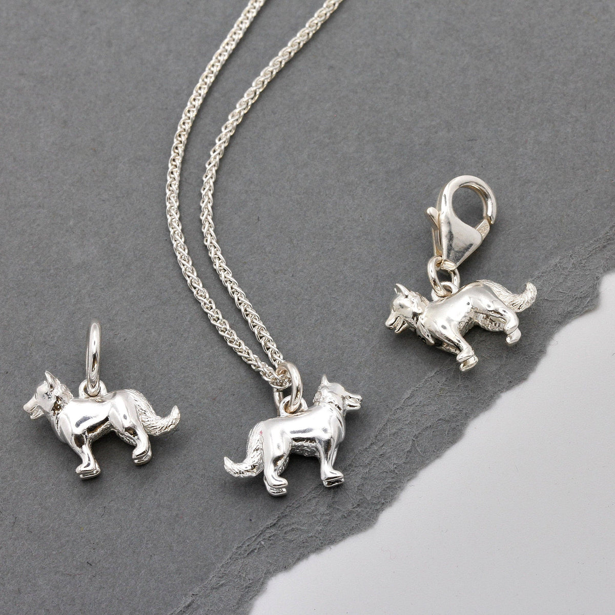 Border Collie Silver Dog Charm