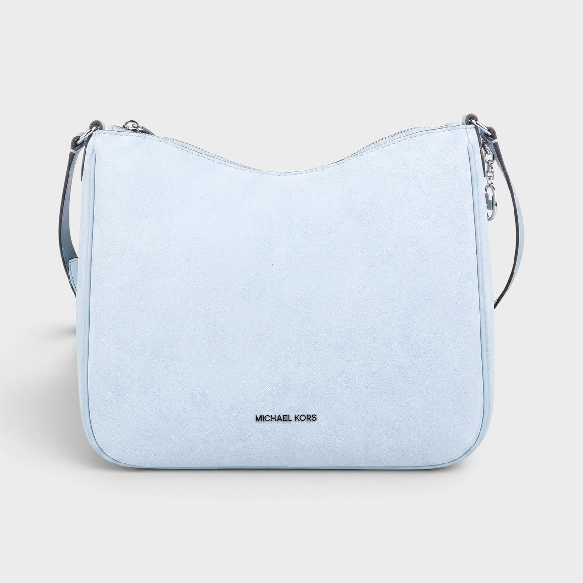 Logo Crossbody Bag Suede Pale Ocean Blue