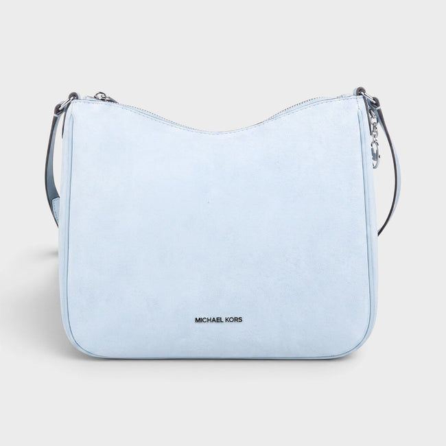 Logo Crossbody Bag Suede Pale Ocean Blue