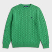 Polo Logo Cable Knit Cotton Sweater Jumper Green