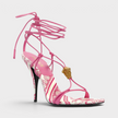 Medusa Barocco Square Toe Heeled Sandals Pink White