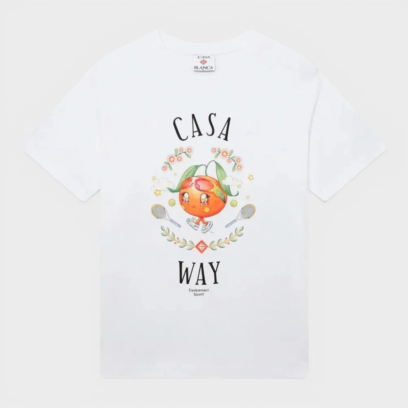 Casa Way Orange Mascot Printed T-Shirt White
