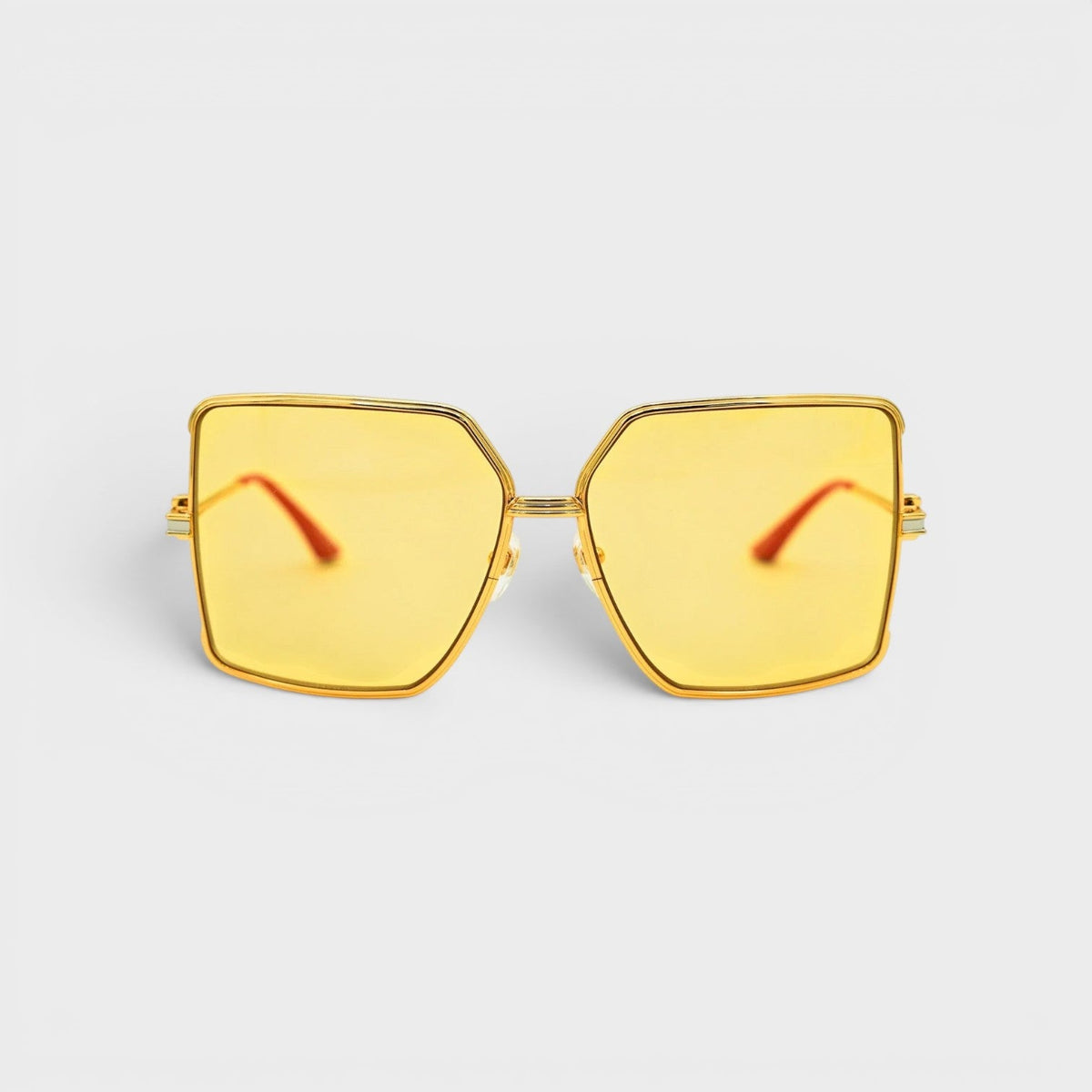Stainless Steel Square Sunglasses Gold Silver Red Canary