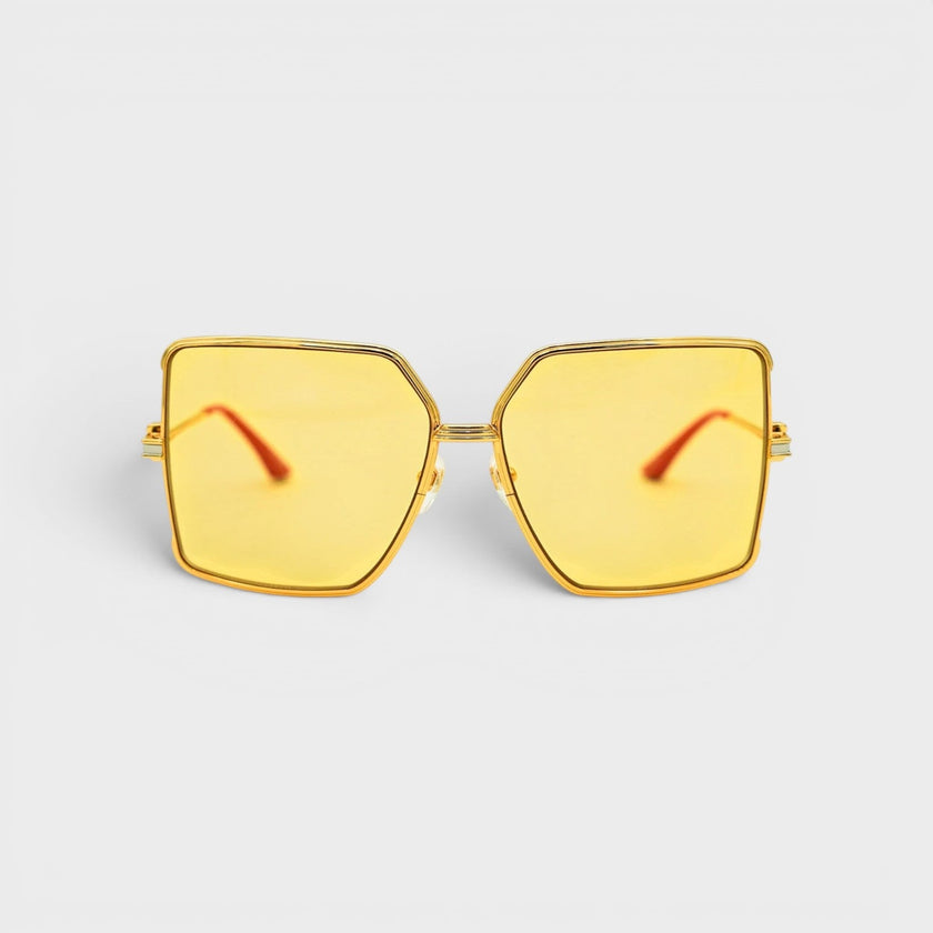 Stainless Steel Square Sunglasses Gold Silver Red Canary