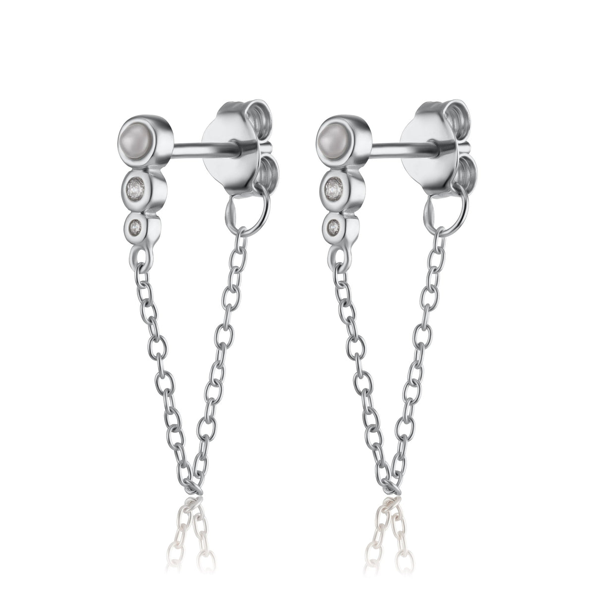 Hannah Martin Chained Pearl Stud Earrings