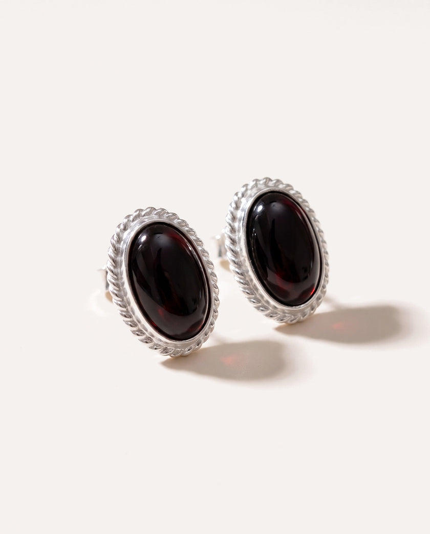 Boucles d'oreilles clous Quintessence Rouge Cerise Ambre