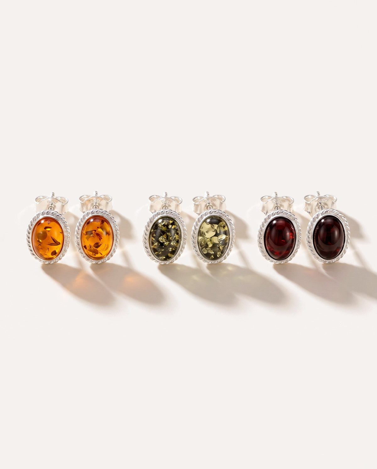 Boucles d'oreilles clous Quintessence Rouge Cerise Ambre