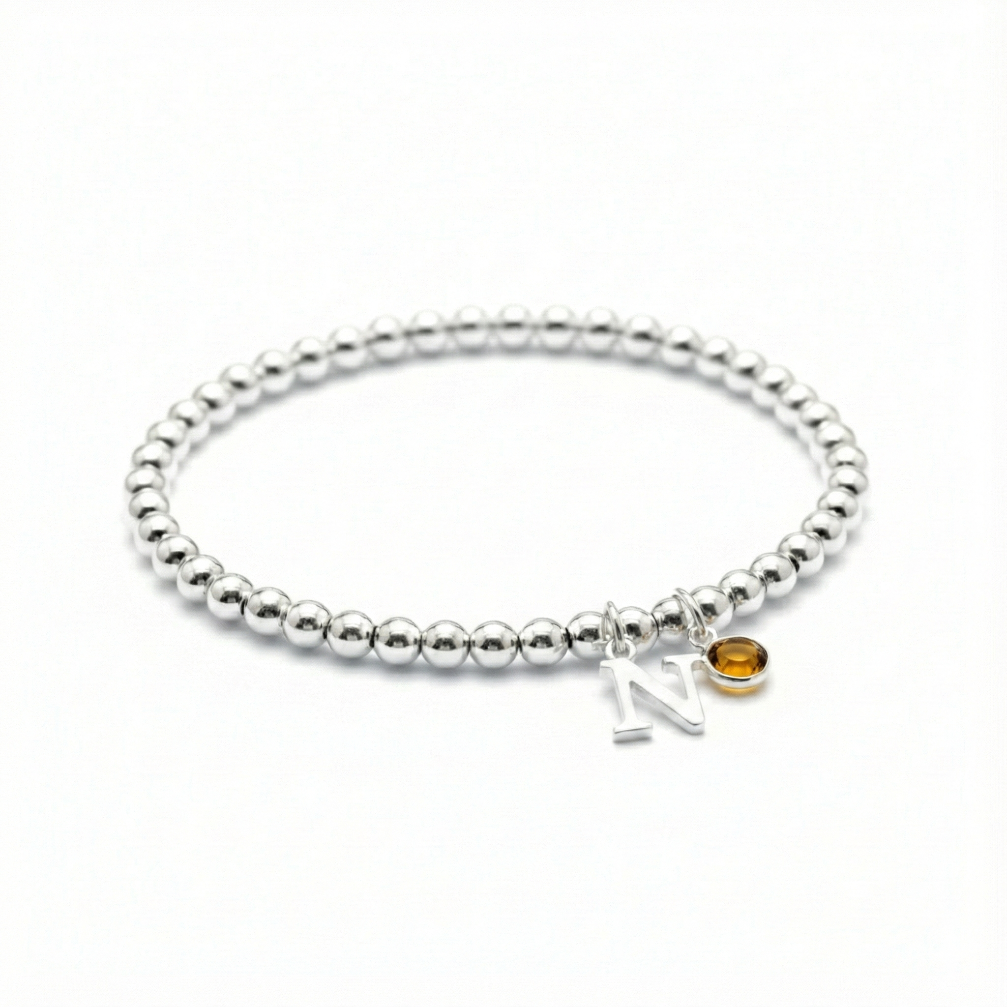 Personalised November Birthstone and Initial Bracelet | Citrine