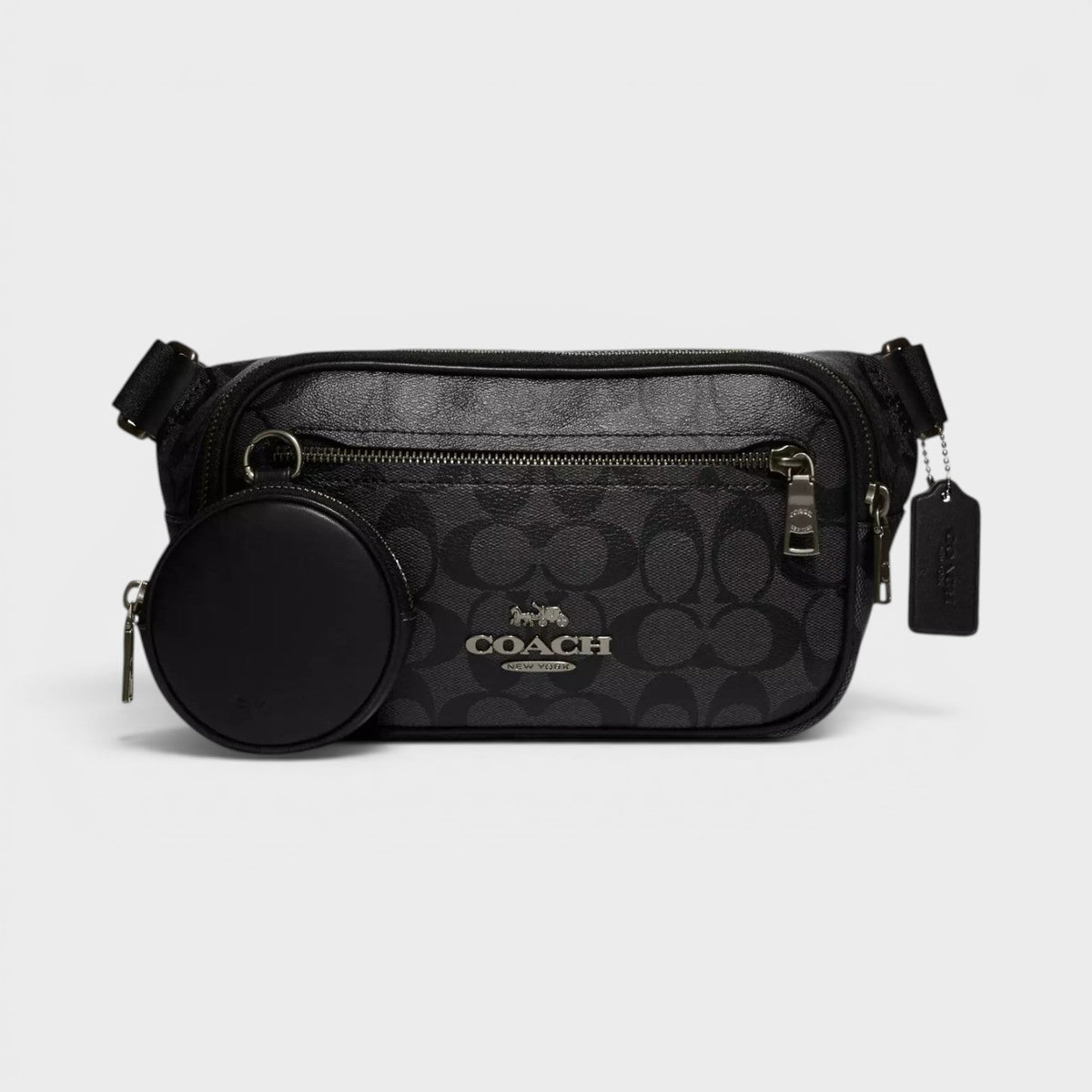 Elias Belt Bag Signature Canvas Charcoal Grey