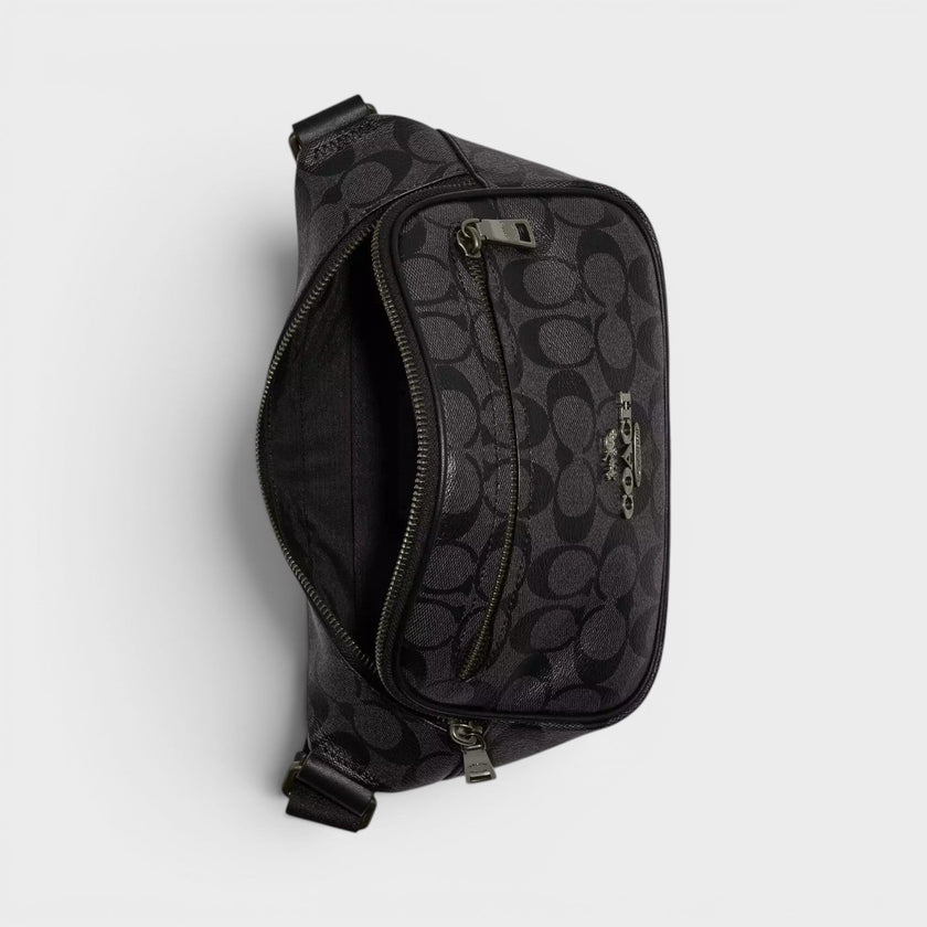 Elias Belt Bag Signature Canvas Charcoal Grey