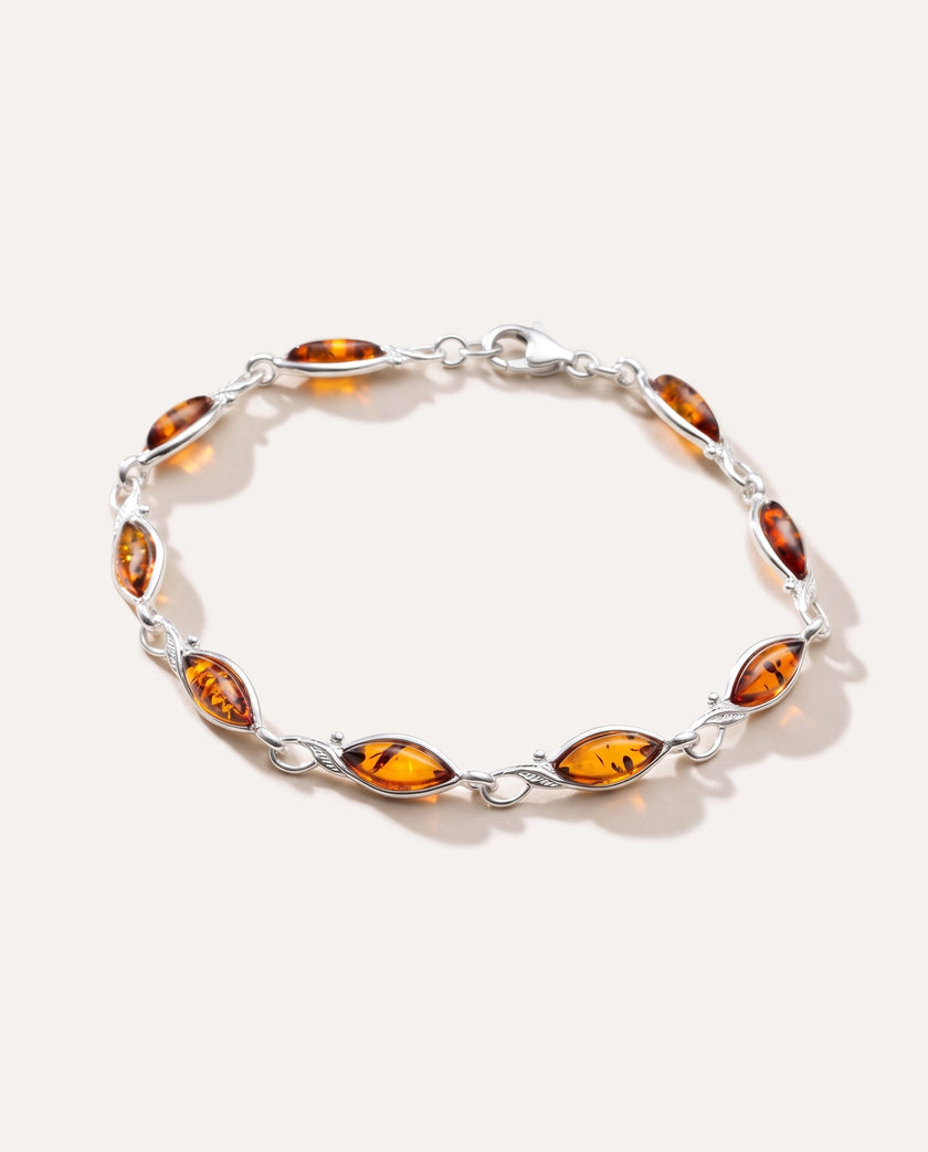 Bracciale classico con foglia d'ambra