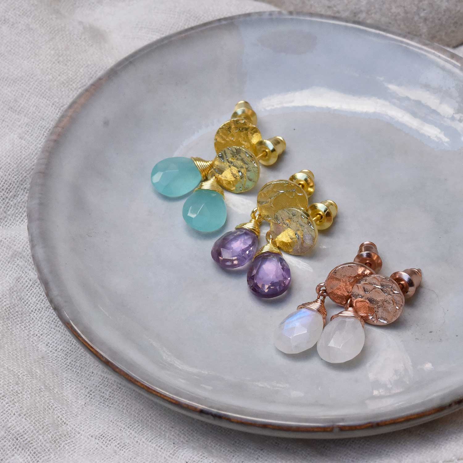 Classic Athena Drop Earrings: Moonstone