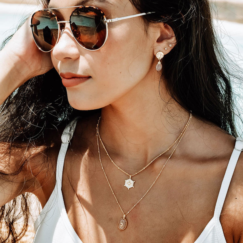 Classic Athena Kate Drop Earrings: Pink Chalcedony