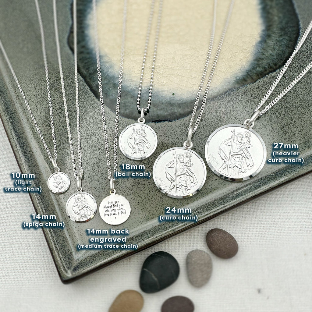 Klassieke Tiny Sint Christoffel Ketting Sterling Zilver 10 mm