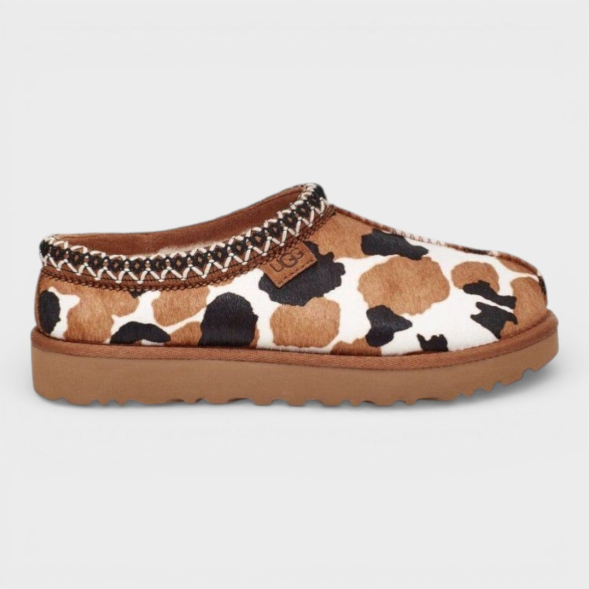 Tasman Cowprint Slipper Brown