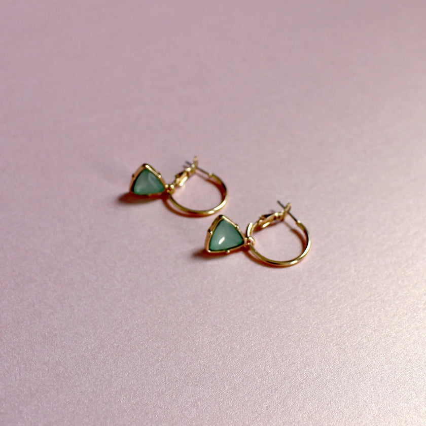 Orecchini a cerchio Holly Aqua Gem Charm in oro