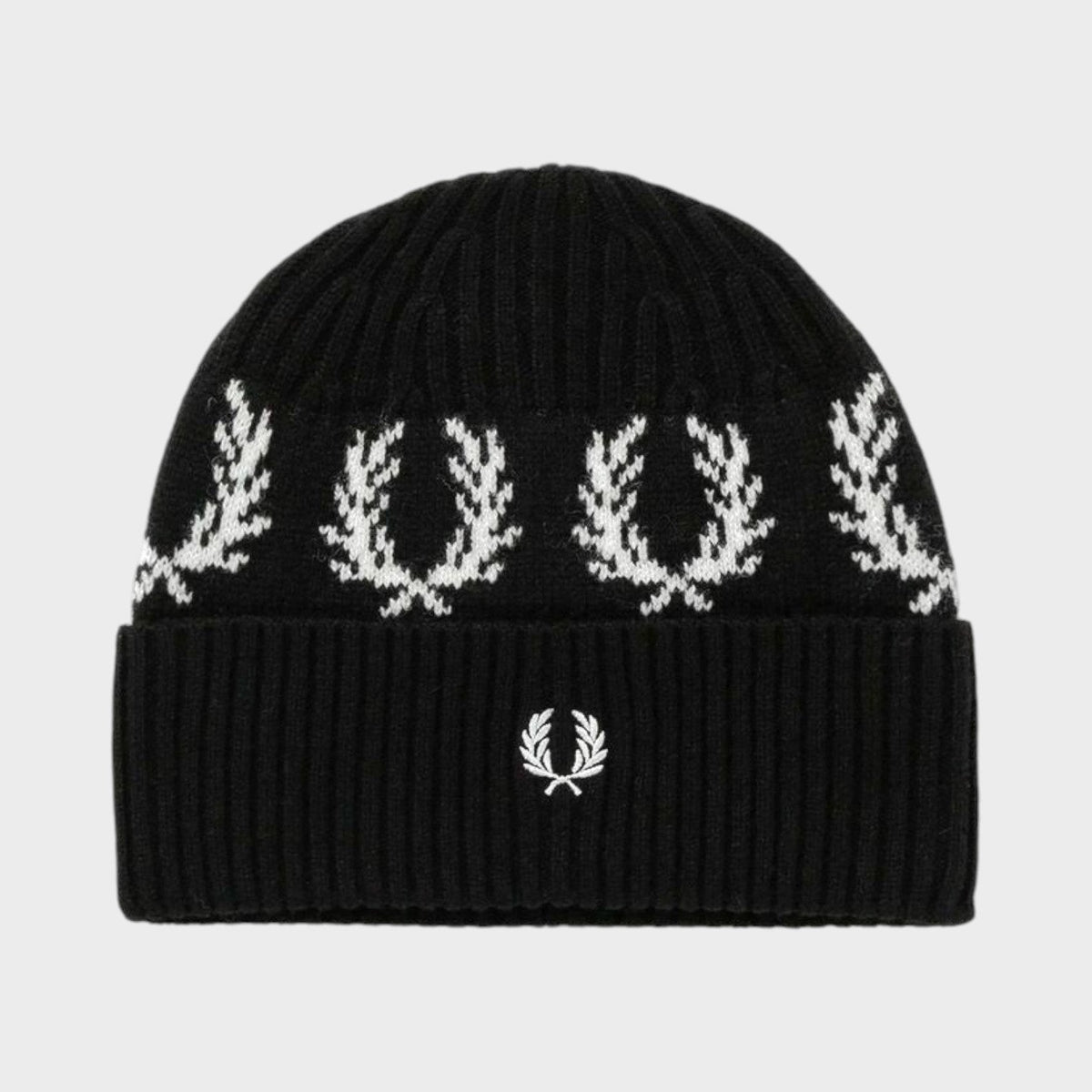 Laurel Wreath Embroidered Beanie Black