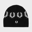 Laurel Wreath Embroidered Beanie Black