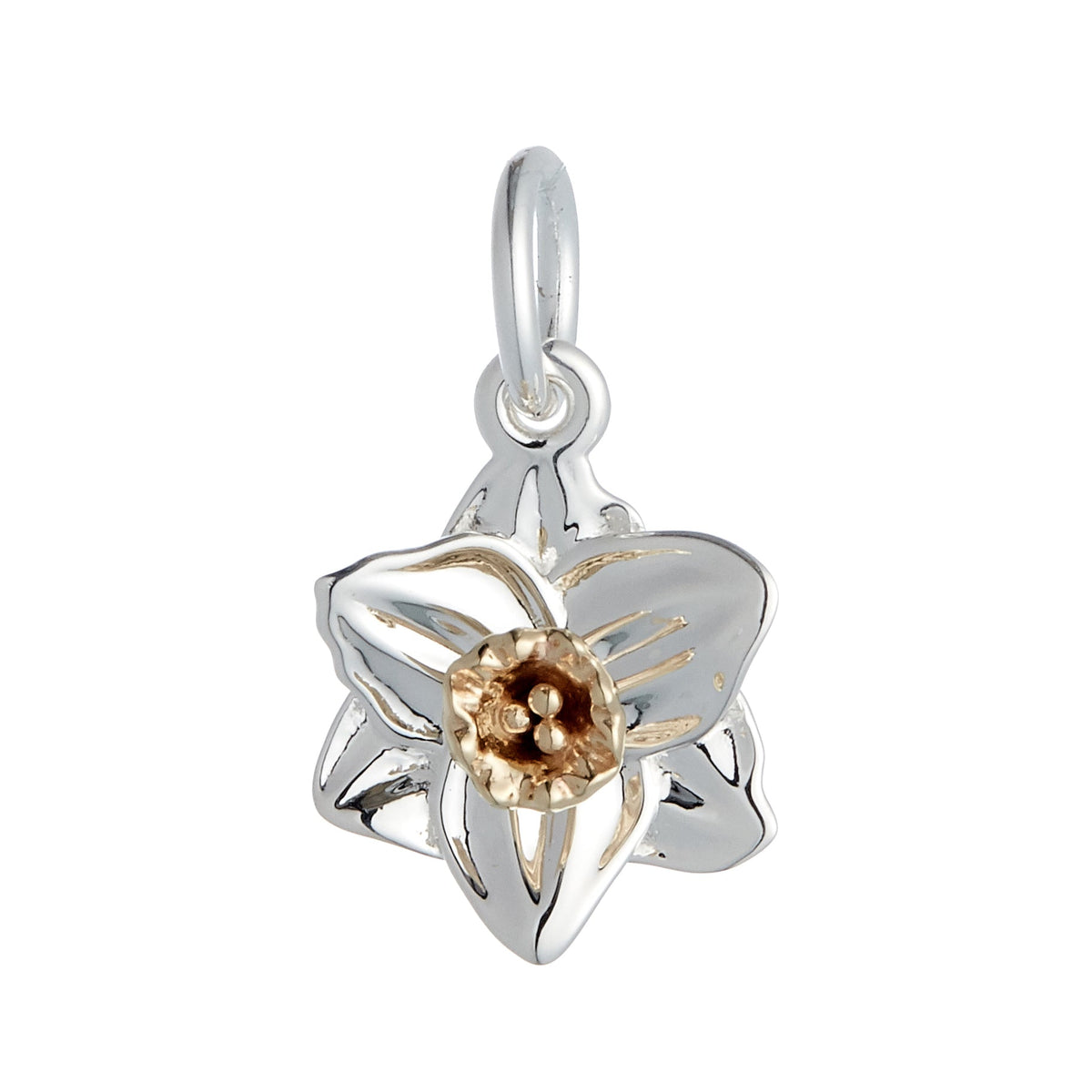 Breloque Fleur de narcisse en argent et or massif