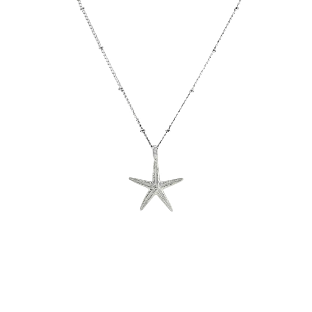 Collier délicat en argent véritable en forme d'étoile de mer