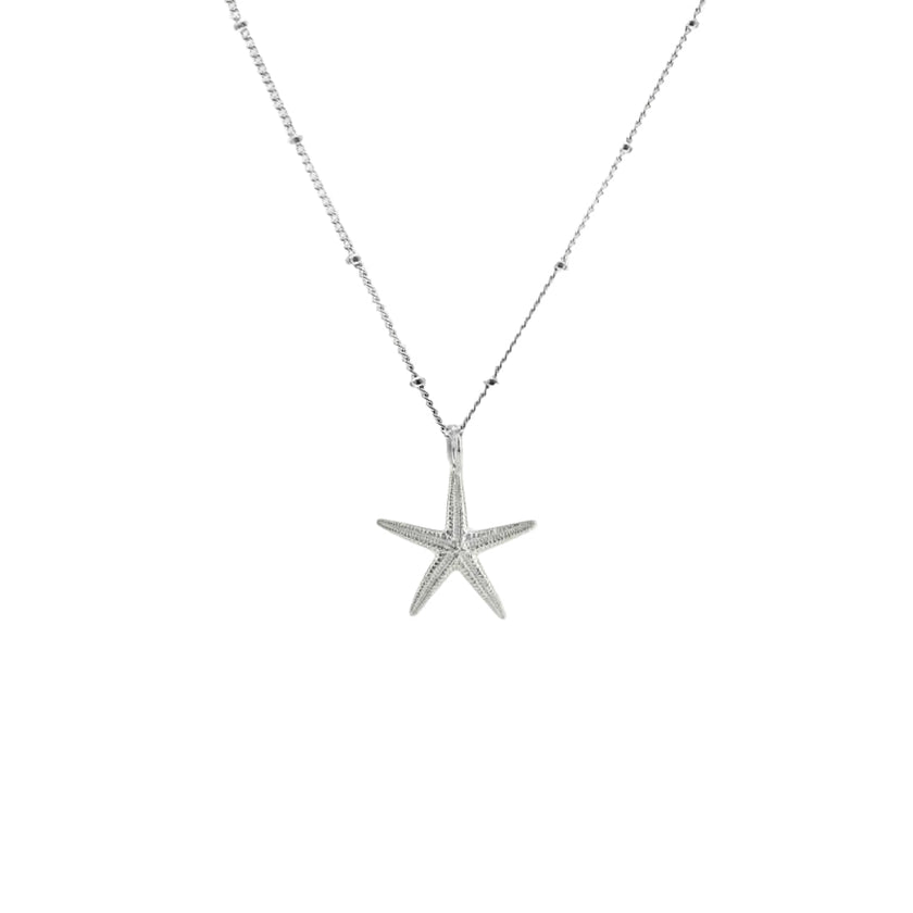 Collier délicat en argent véritable en forme d'étoile de mer