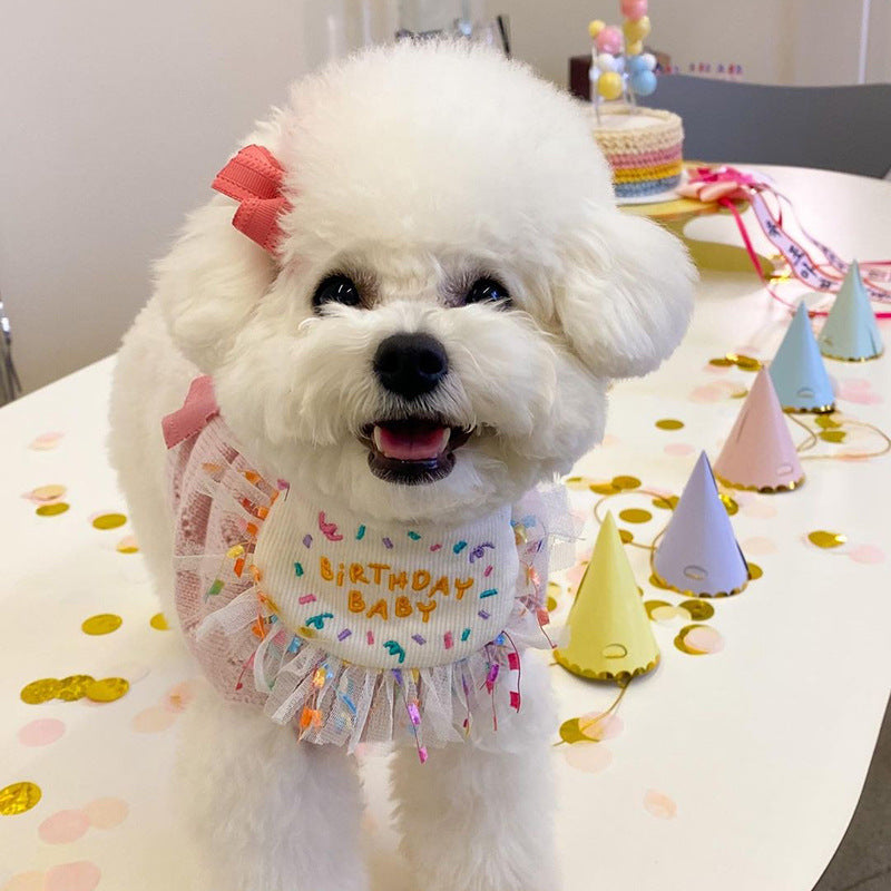 Dog Party Bib Pet Birthday Saliva Towel Bichon Triangle Scarf