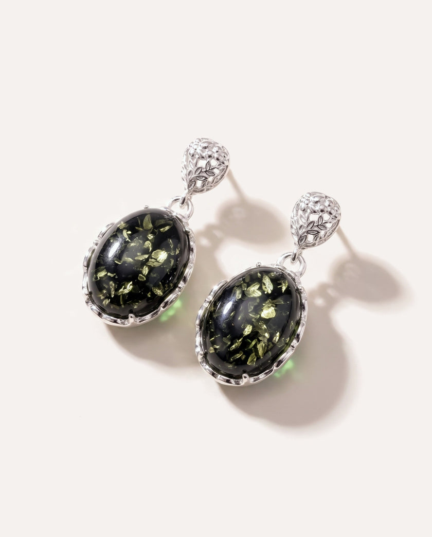 Boucles d'oreilles pendantes Demi en ambre vert