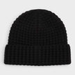 Waffle Knit Beanie Hat Black