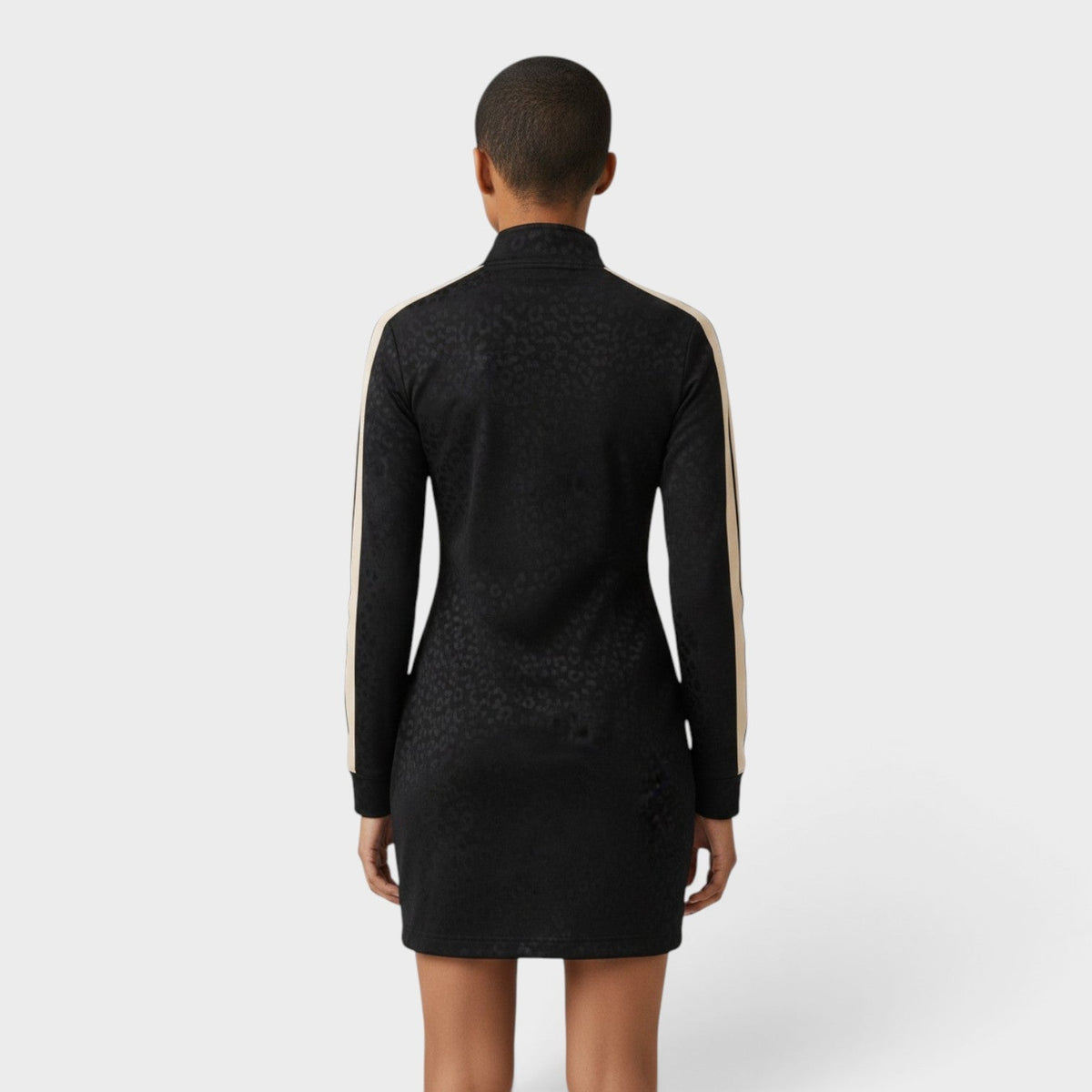 Leopard Track Mini Dress Black White