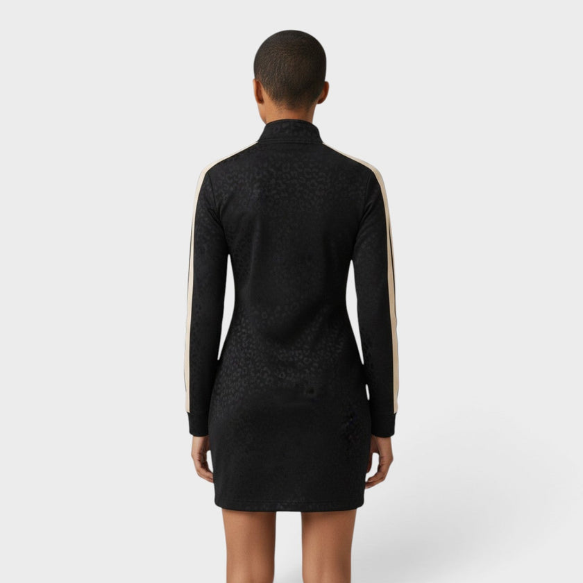 Leopard Track Mini Dress Black White