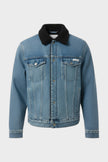 90S Sherpa Trucker Denim Jacket Pocono Blue Black