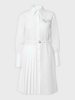 Off-White Plisse Script Logo Poplin Shirt Dress White