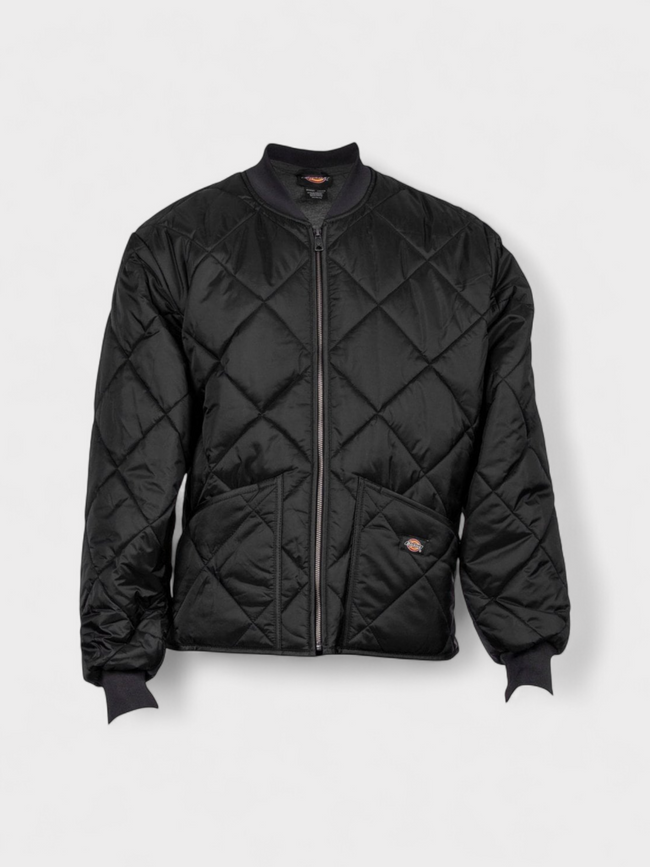 Diamond Quilted Bomber Jacket Black