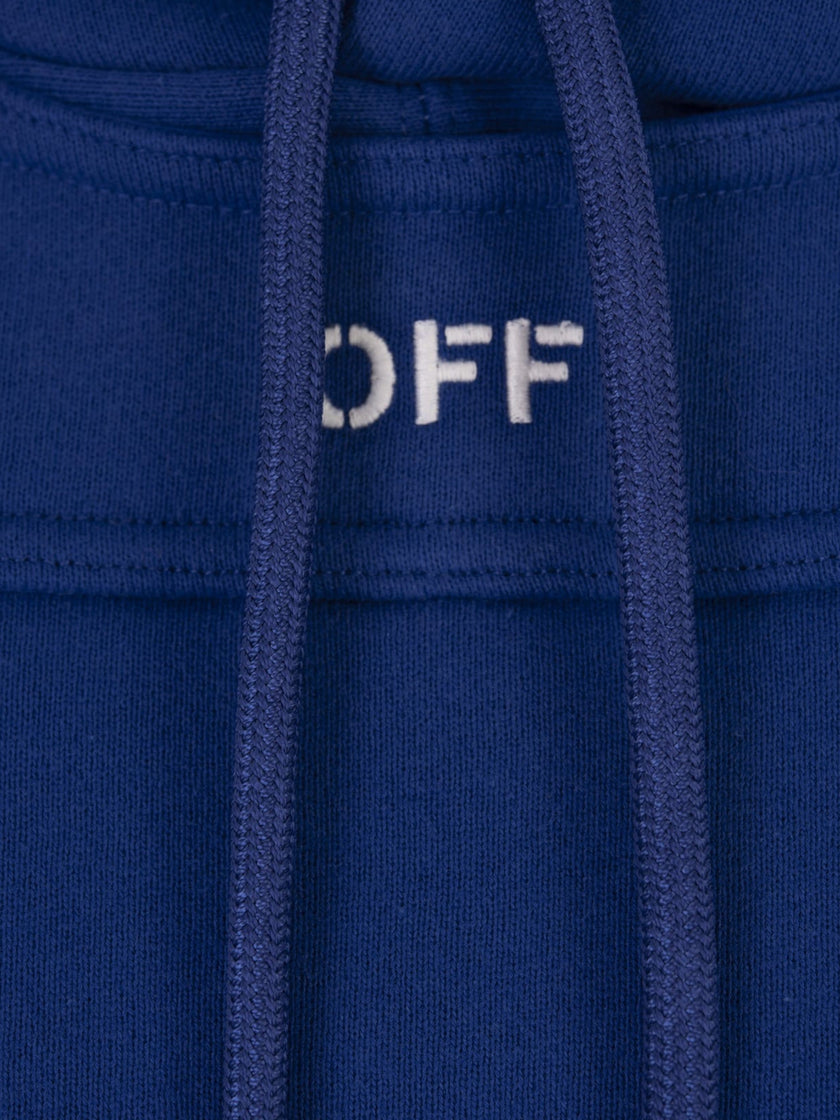 Off Stamp Round Crop Hoodie Blue