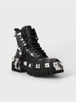 Dolce & Gabbana Studded Combat Boots Lace-Up Black
