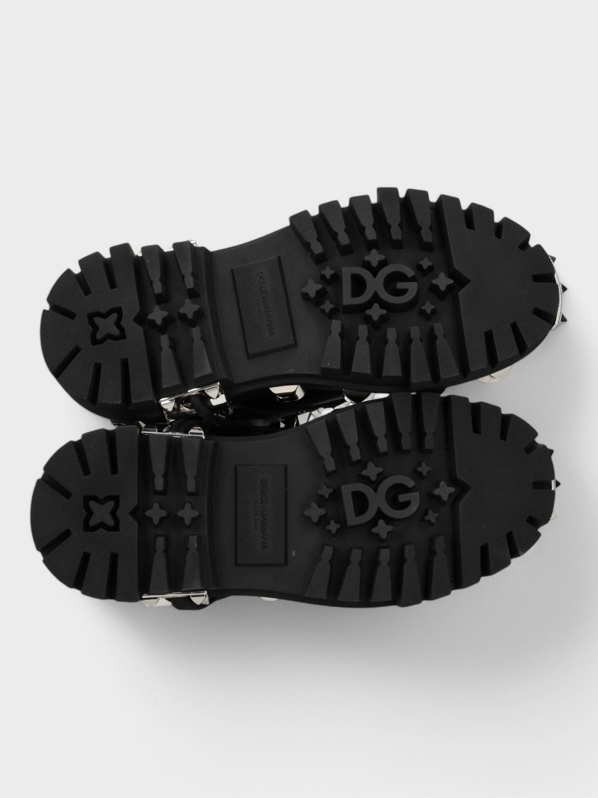 Dolce & Gabbana Studded Combat Boots Lace-Up Black
