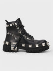 Dolce & Gabbana Studded Combat Boots Lace-Up Black
