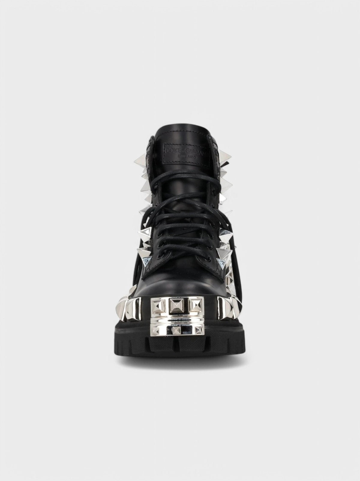 Dolce & Gabbana Studded Combat Boots Lace-Up Black