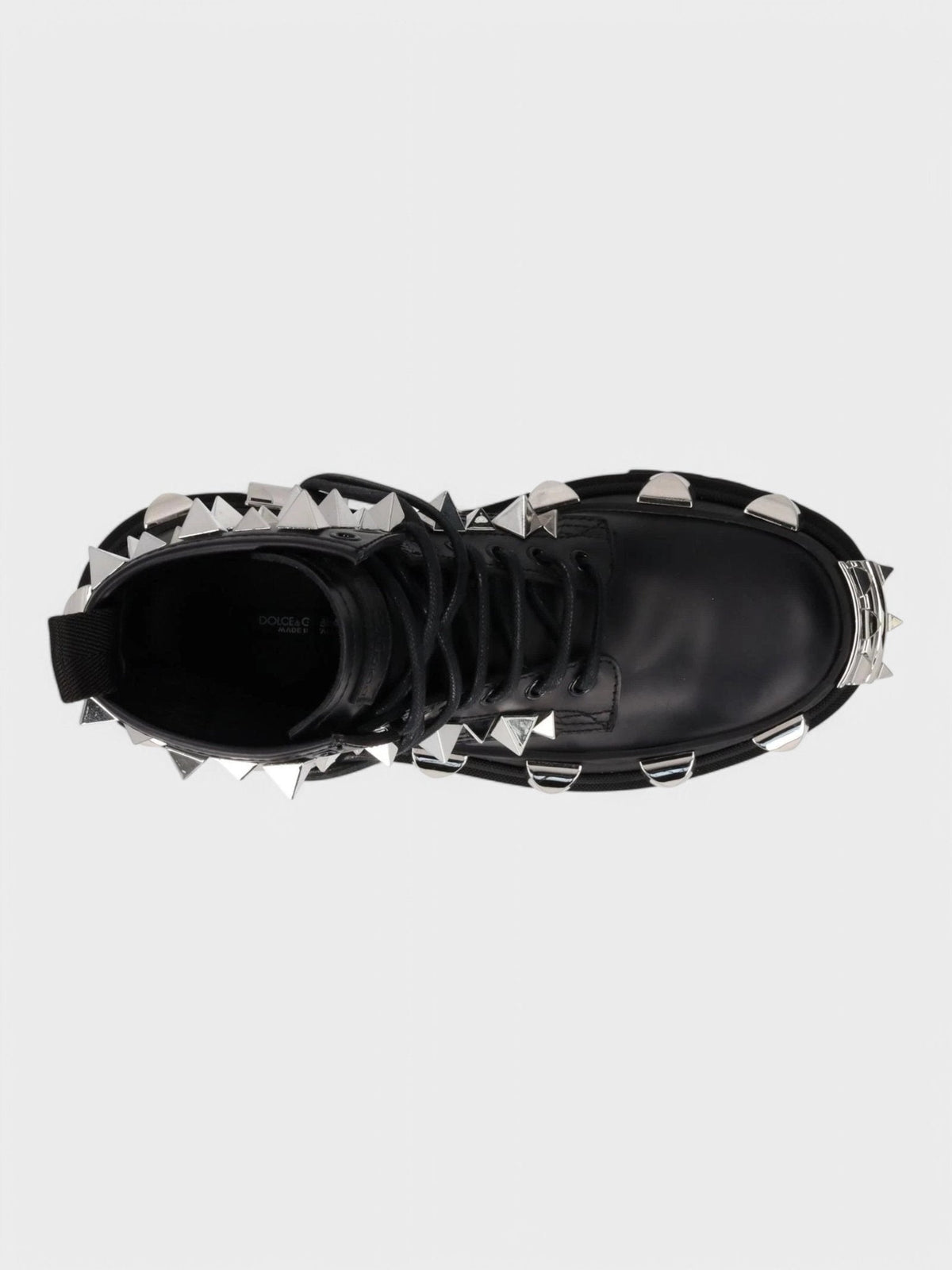 Dolce & Gabbana Studded Combat Boots Lace-Up Black