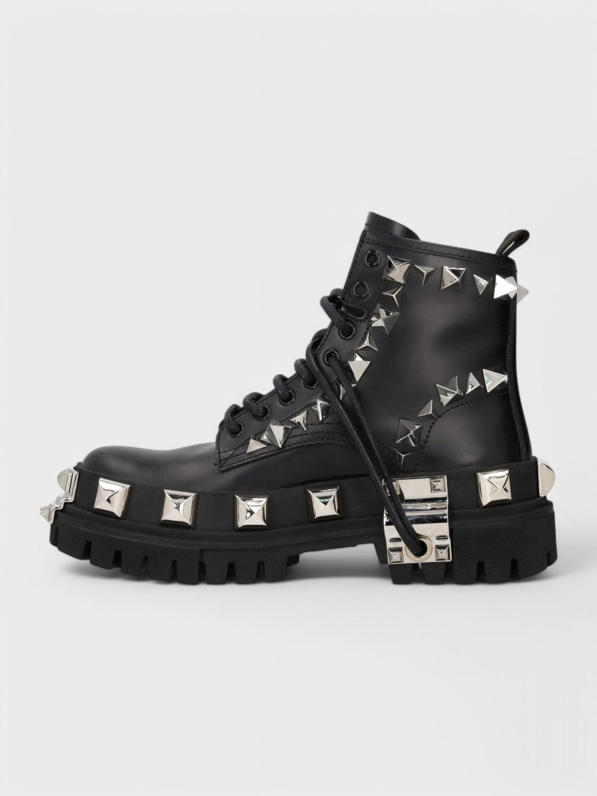 Dolce & Gabbana Studded Combat Boots Lace-Up Black