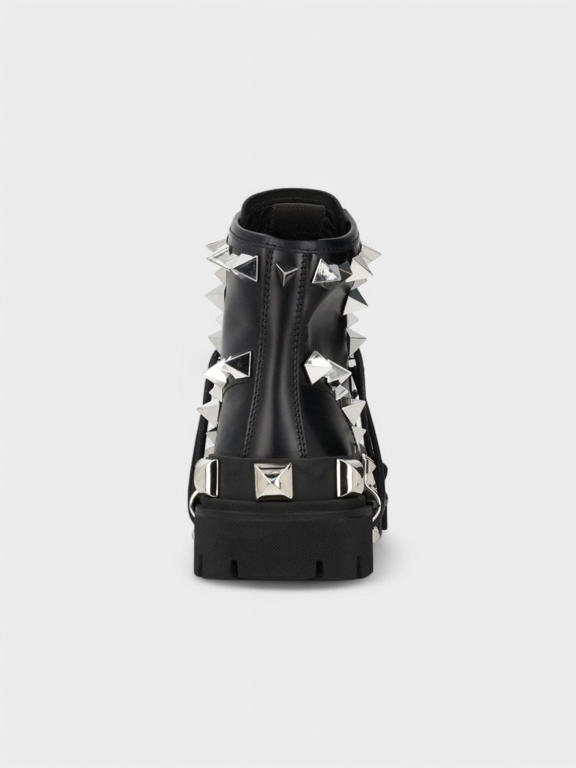 Dolce & Gabbana Studded Combat Boots Lace-Up Black