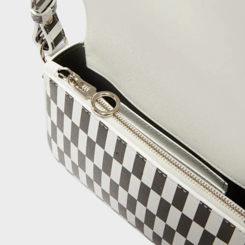 Optical Mini Flap Bag Black White
