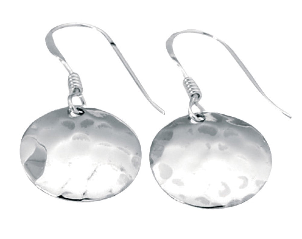 Beginnings Small Hammered Disc Drop Earrings
