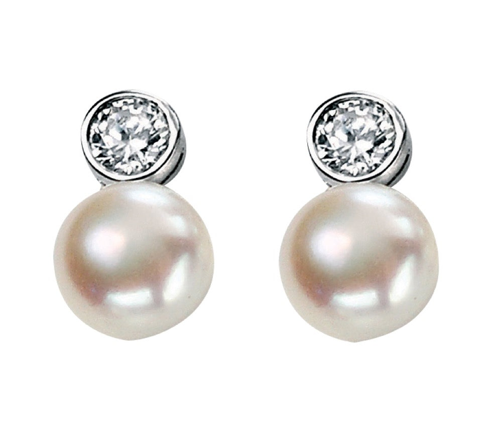 Beginnings Fresh Water Pearl and Cubic Zirconia Earrings