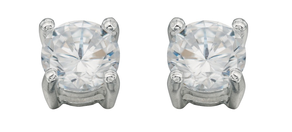 Beginnings Round Stud Earrings with Cubic Zirconia 5mm