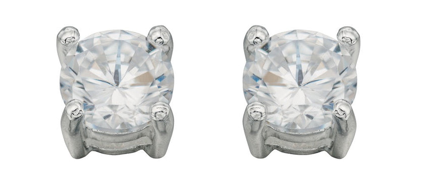 Beginnings Round Stud Earrings with Cubic Zirconia 5mm