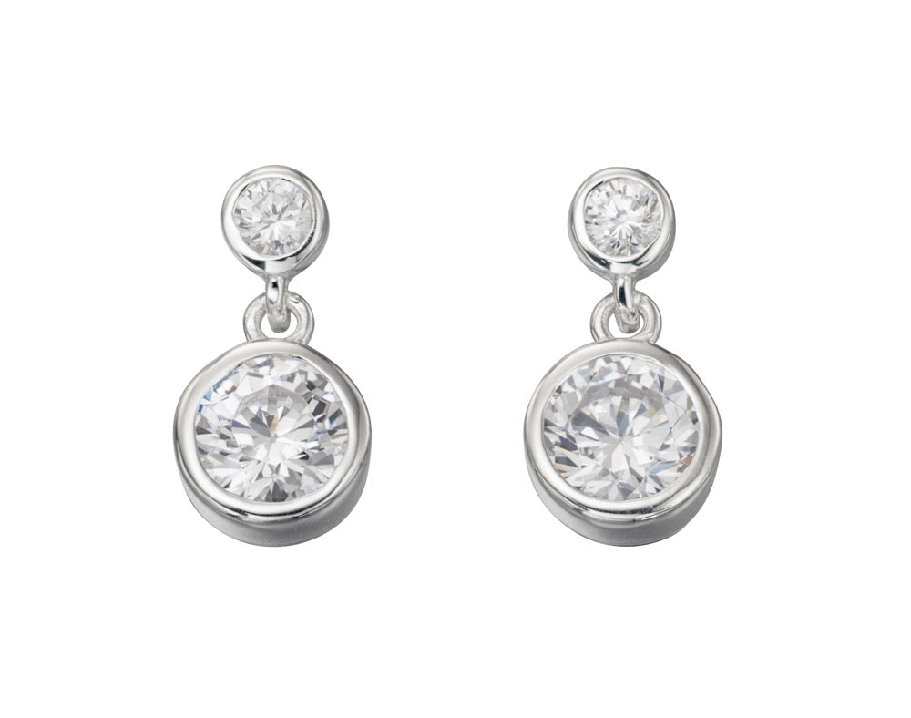 Beginnings Round Double Drop Earrings with Cubic Zirconia