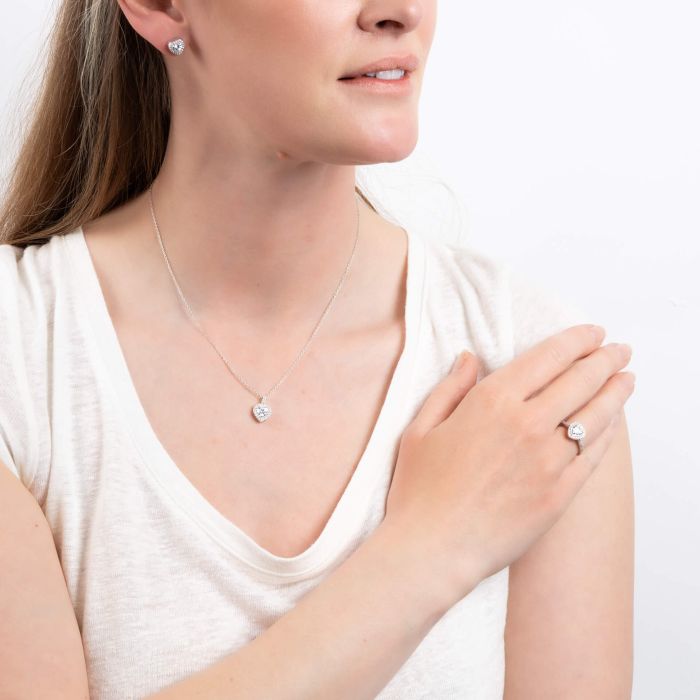 Diamonfire Pave Set Zirconia Heart Ring