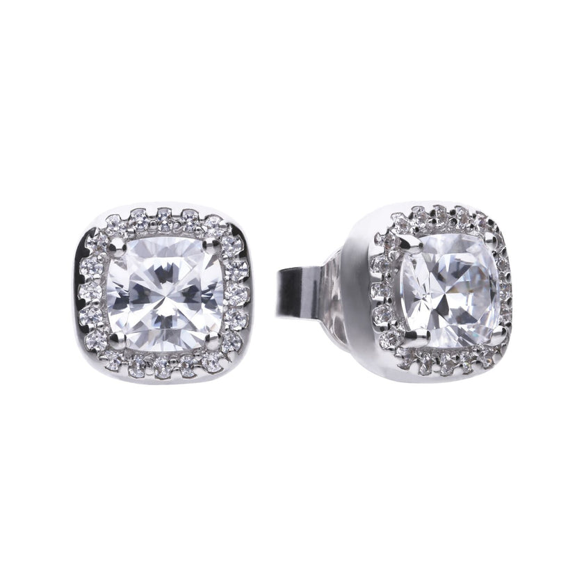 Diamonfire vierkante oorknopjes met pavézetting