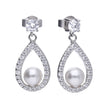 Diamonfire Open Halo Teardrop Earrings with Shell Pearl